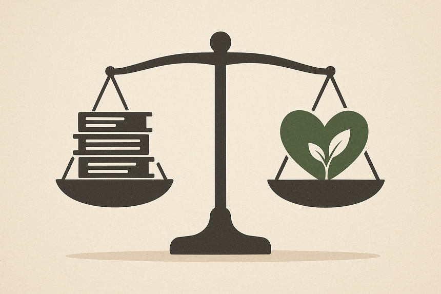 Waage Arbeit vs. GEsundheit