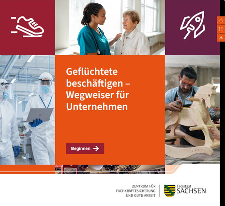 Titelseite des Wegweisers für Unternehmen zur Beschäftigung von Geflüchteten