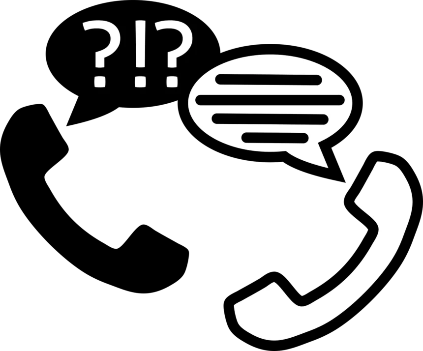 Zwei Telefonhörer mit Sprechblasen